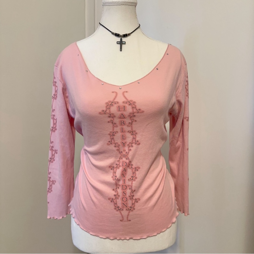 Harley-Davidson Light Pink Embellished Blouse